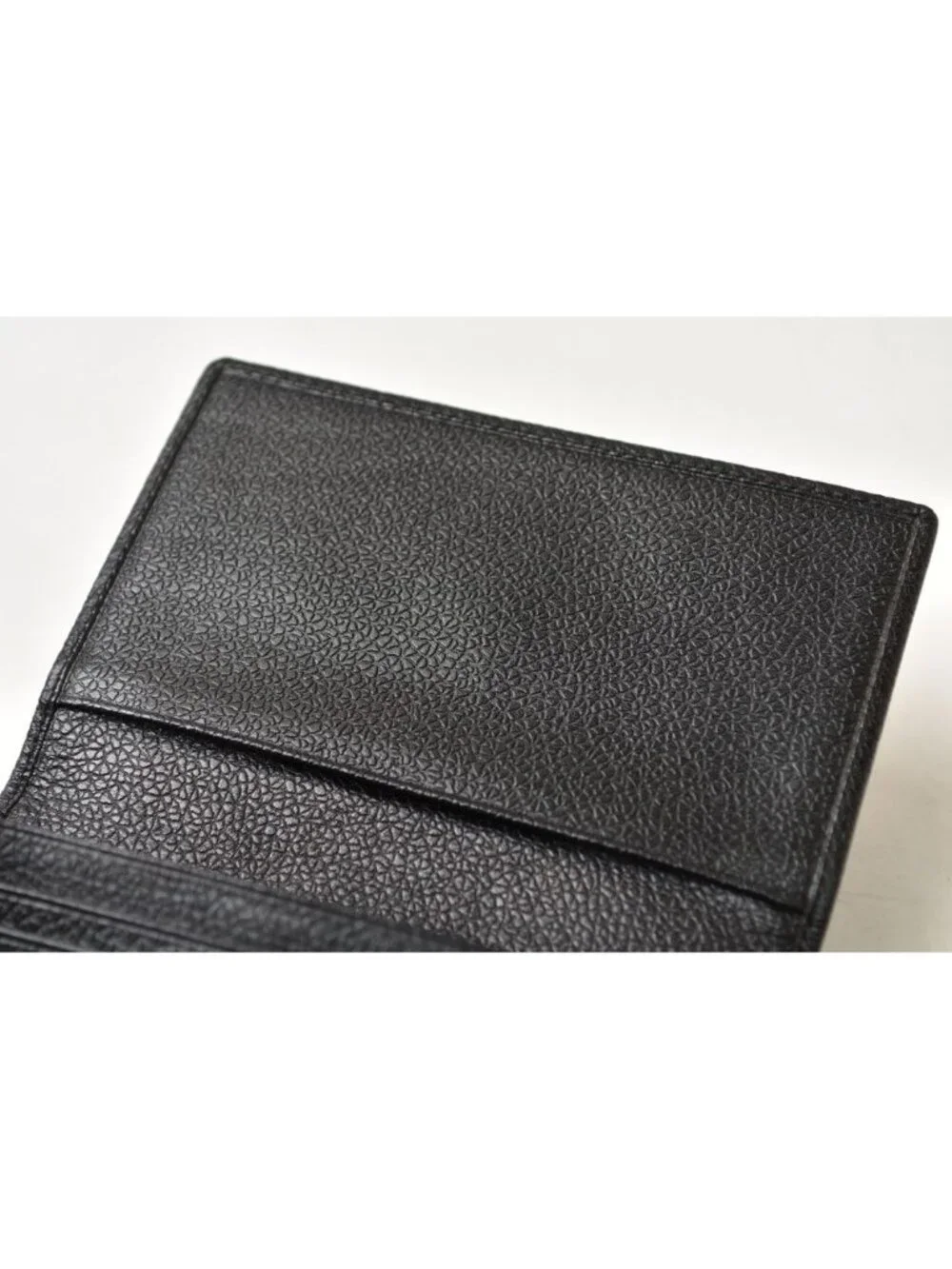 Bvlgari Card Case Business Logo Plate Leather Black Silver